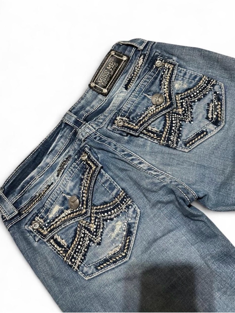 Miss Me Distressed Blue Embellished Jeans